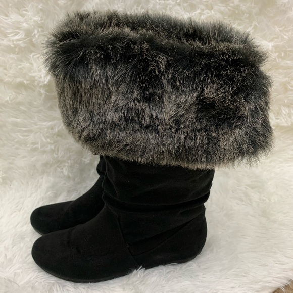 Women’s Faux Fur Black Boots - Picture 3 of 3